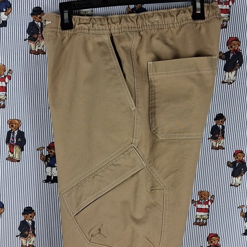 Jordan Brand Khaki Flat Front Drawstring Button & Zipper SZ SM Cargo Pants